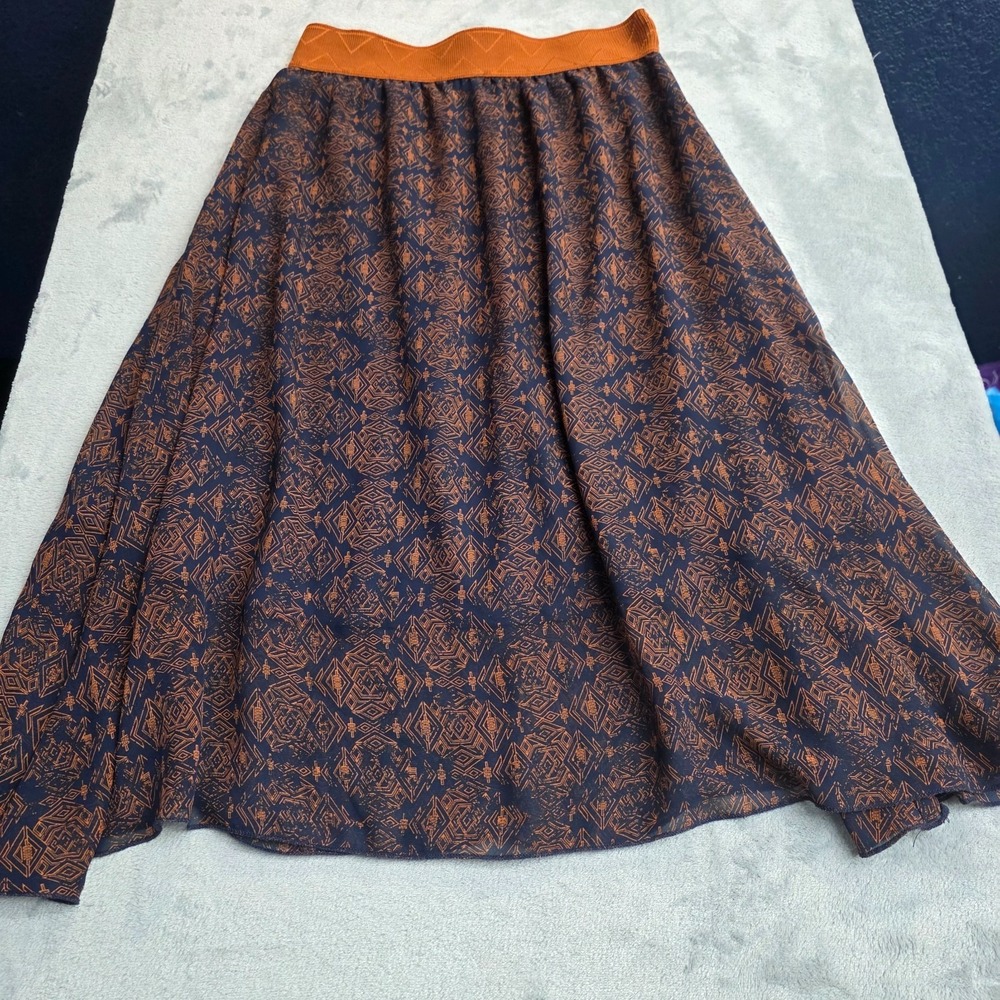 LulaRoe XS Lola Skirt Blue and Burnt Orange